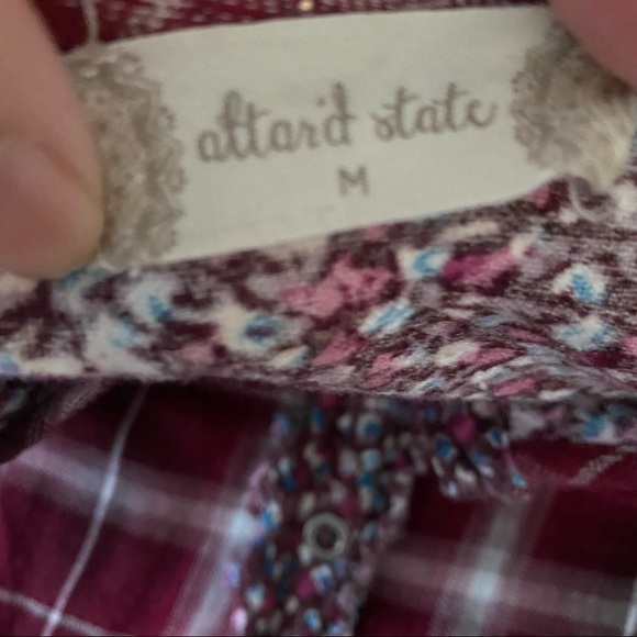 Altar’d State Womens Plaid Floral Trip Raw Hem Tunic Top Size Medium - Picture 6 of 6